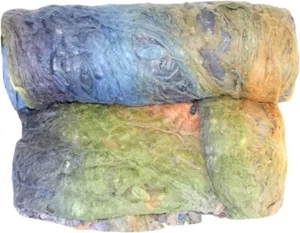 Knitsilk Premium seta di gelso di grado A: fibre blu e arancioni tinte a mano - Foto 1 di 6