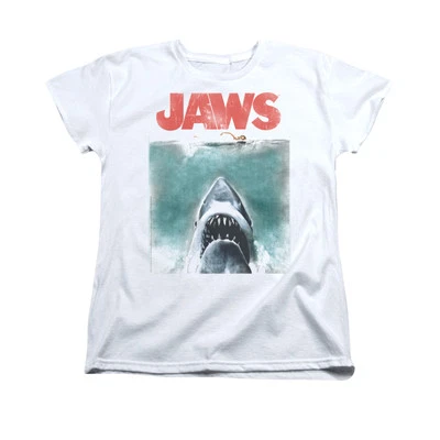 Camiseta retro gráfica con licencia JAWS VINTAGE PÓSTER para mujer SM-2XL Foto 1 de 2
