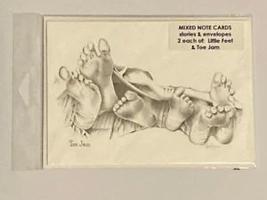 Cute Mixed Note Cards Stories & Envelopes 2 Each of LITTLE FEET & TOE JAM - HTF - Picture 1 of 2