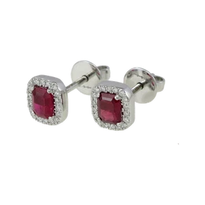 Gianni Carita' Ohrringe Rubine Ct 1,30 - Diamanten Ct 0,16 G/SI - 75er Weißgold - Bild 1 von 4