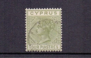 CYPRUS 1883 4d PALE OLIVE-GREEN SG20 USED CAT £40 - Imagen 1 de 2