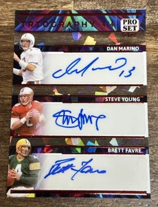 ‼️2024 Leaf ProSet Dan Marino / Brett Favre / Steve Young TRI-Autograph #4/4 - Picture 1 of 2