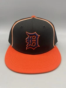 Detroit Tigers MLB New Era 59Fifty Black & Orange Logo Fitted Hat Cap 7 1/2 - Picture 1 of 10