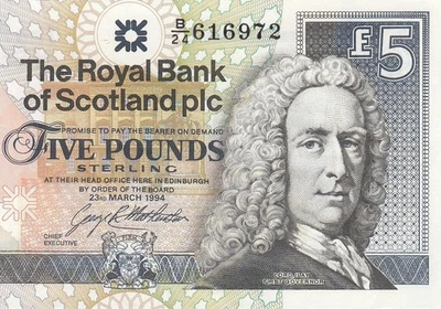 1994 ROYAL BANK OF SCOTLAND 5 POUNDS £5 ~Earlier Issue / Date~ "B" (( aUNC )) - Image 1 of 4