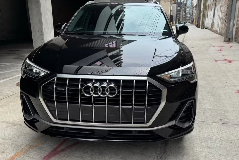 Audi Q3 OEM Hood & Front Grille. Factory black paint, fits 2019–2022 Audi Q3. - Image 1 of 1