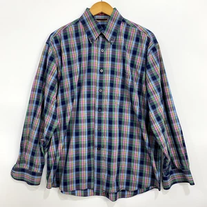 Alan Flusser Men's Shirt Large Blue Plaid Weekend Y2K Retro Multicolor Classic - Picture 1 of 10