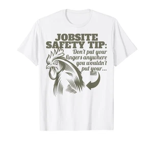 LUSTIGES T-Shirt Baustelle Sicherheitstipp Finger Bauernhof Hahn Huhn Liebhaber - Bild 1 von 1