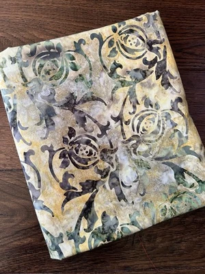 MODA Batik Fabric- Laundry Basket Quilts - Gold Print Cotton - 1 7/8 Yard VTG - Image 1 of 3