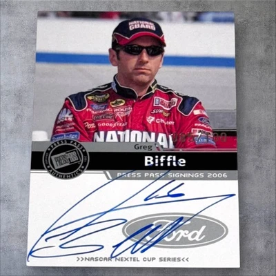 Greg Biffle PACK PULLED NASCAR signed card 2006 PRESS PASS SIGNINGS SLVR 085/100 - Image 1 of 2