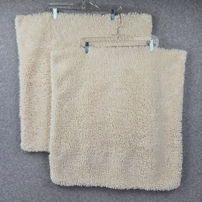 Pottery Barn Sherpa Pillow Covers Cream Shearling Faux Fur Zipper Set of 2 24x24 - Image 1 of 4