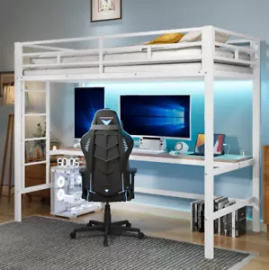 Hochbett Kinderbett Hausbett Einzelbett 90x200 cm mit Leiter&Control Light Strip - Bild 1 von 28