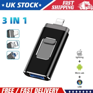2TB 1TB 3in1 USB 3.0 Flash Drive Memory Photo Stick Pen For iPhone iPad Android - Picture 1 of 11