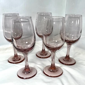 Set 5 bicchieri da vino vintage Libbey Premiere rosa prugna calici a stelo - Foto 1 di 9