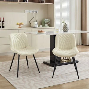 Dining Chairs Set of 2 Mid Century Modern Kitchen Chair Comfortable Upholstered - Picture 1 of 13