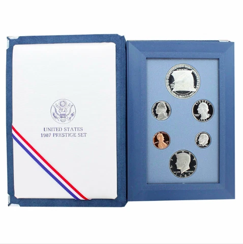 1987 S Prestige Proof Set Constitutional 90% Silver Dollar 6 US Coins BOX & COA Cover
