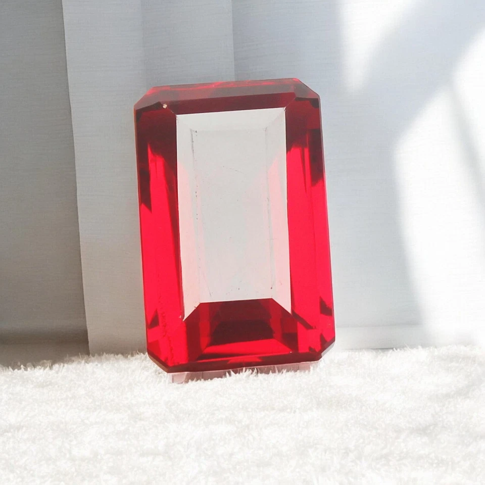 AAA+ 90 To 100 Ct Mozambique Blood Red Ruby Cut Emerald Certified Loose Gemstone - Image 1 of 4