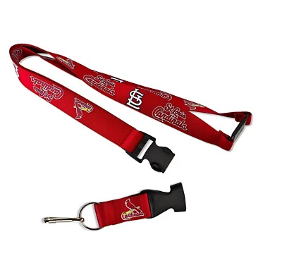 St. Louis Cardinals Safety Break Away Clip RED Lanyard MLB LICENSED key ring - Image 1 of 3