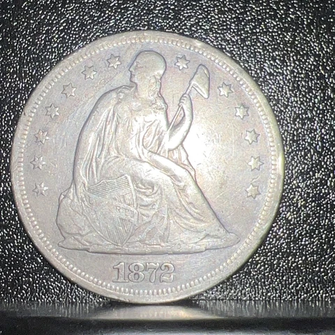 1872 $1 Seated Liberty Dollar Is Very Fine Plus T-505 Cover