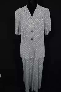 Rare Vintage French 1940's WWII Era Pepper Silky Rayon Print Dress Size 6-8 - Picture 1 of 4