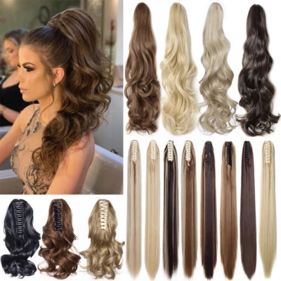 S-NOILITE UK Real Long Thick Claw Ponytail Hair Extensions Natural Clip Pony Tail As Human
