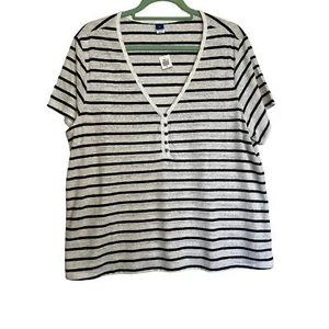 NWT womans old navy white and dark blue striped vneck tshirt size XL - Picture 1 of 5