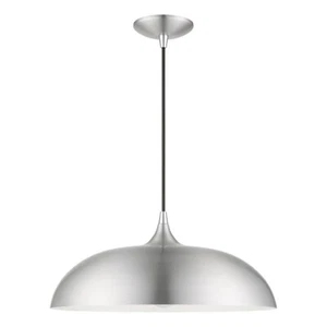 Livex Amador 1 Light Pendant, Aluminum/Chrome/Aluminum Metal/White - 49233-66 - Picture 1 of 1