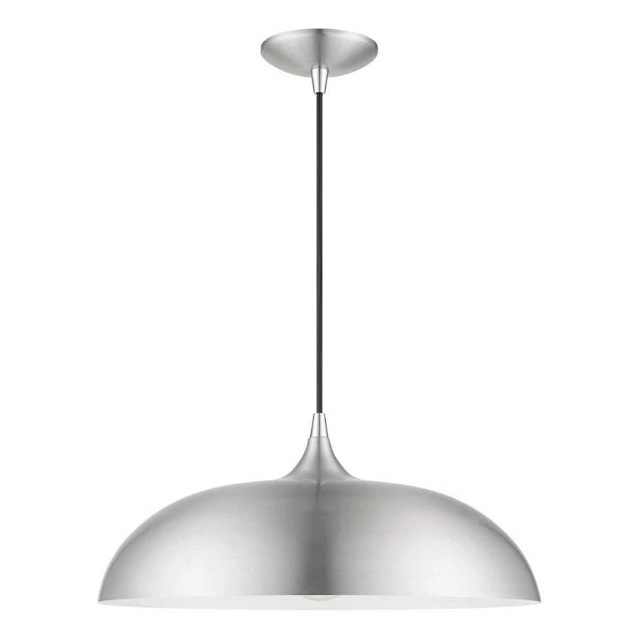 Livex Amador 1 Light Pendant, Aluminum/Chrome/Aluminum Metal/White - 49233-66 - Image 1 of 1