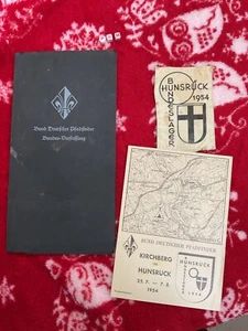 RARE GERMAN BOY SCOUTS ASSOCIATION FEDERAL BOOK , HUNSRUCK CAMP PATCH & MAP 1954 - Picture 1 of 5