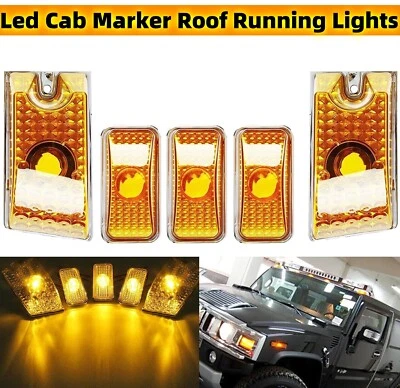 5 pz lente gialla cab marcatore tetto luci di marcia per 03-09 Hummer H2 Sut SUV set - Immagine 1 di 4