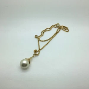 Modernist Anhänger Halskette Kunstperlen Träne Tropfen Kette goldfarben - Bild 1 von 3