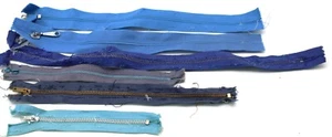 Vintage Pre-owned Blue Zippers Metal Polyester Nylon Multiple Lengths - Imagen 1 de 4
