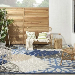 Nourison Aloha Indoor/Outdoor Blue/Multicolor 12' x 15' Area-Rug Tropical - Picture 1 of 9