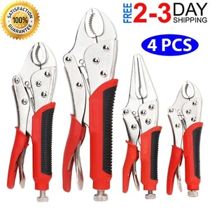Locking Pliers Vice Grip 4 Piece Assorted Tools Vise Jaw Clamp Hand Tool Set NEW - Picture 1 of 10