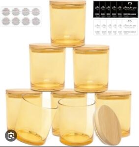 8 Pack 14 OZ Frosted Glass Candle Jars with Bamboo Lids Making Candles