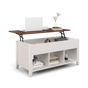 Coffee Table Wooden with Hidden Storage Compartment Lift Up Top & Open Shelf - Picture 1 of 12