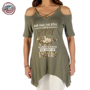 Liberty Wear Soul of a Gypsy Off the Shoulder Sage - Picture 1 of 3