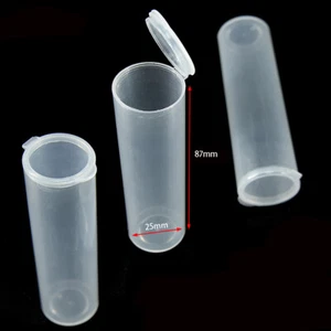 25mm x 87mm Clear Plastic Small Round Boxes Container Jars Small Transparent Box - Picture 1 of 3
