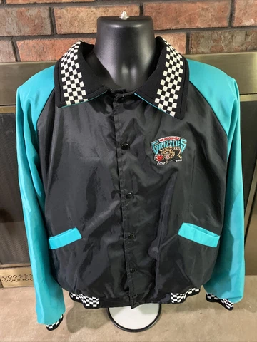 Vintage Vancouver Grizzlies NBA Basketball Varsity Snap Jacket Mens Sz Large Vtg Cover