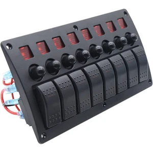8 Gang Switch Control Panel Rocker Circuit Breaker Toggle For Car Boat Universal - Picture 1 of 11