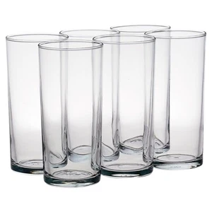 Set of 6 Clear Glass Tall Water Juice Drinking Highball Tumbler Glasses 200ml - Picture 1 of 8