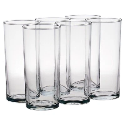 Set of 6 Clear Glass Tall Water Juice Drinking Highball Tumbler Glasses 200ml - Image 1 of 4