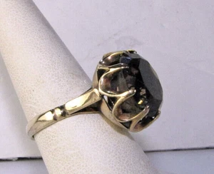 Vintage 14K Gelbgold GROSSER runder rauchiger Topas Ring Größe 7,5 - Bild 1 von 7