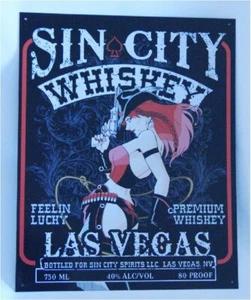 Letrero temático de whisky de Las Vegas Sin City - Bar Den Gameroom Pub Dormitorio Hombre Cueva - Imagen 1 de 1