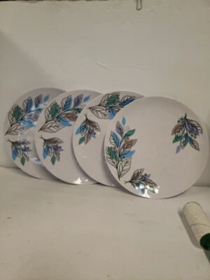 Lote de 4 PLATOS DE CENA GIBSON MELAMINA 11" TROPICAL SWAY VINEYARD AZUL LIBRE DE BPA  Foto 1 de 4