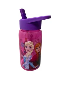 Disney Frozen Sisters 450ML Tritan Water Bottle Flip Up Straw Drinks Holder New - Picture 1 of 6