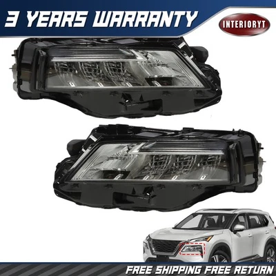 Headlights Pair For 2021-2023 Nissan Rogue Halogen W/LED DRL Headlamp Left Right - Image 1 of 4
