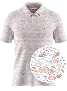 Polo golf uomo Fore Fathers stampa pizza notte taglia large manica corta usata in ottime condizioni - Foto 1 di 10