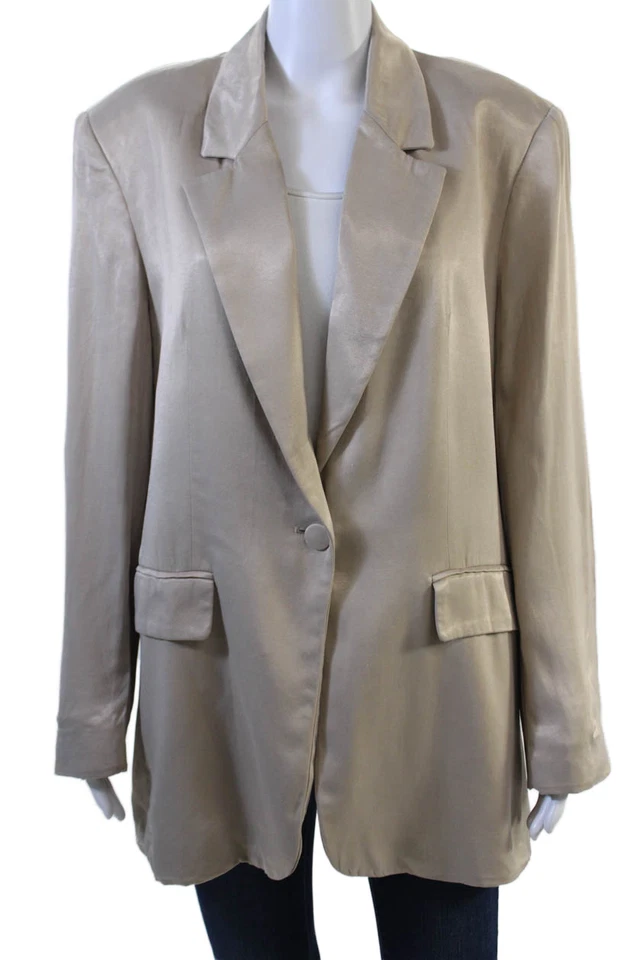 Chaqueta Blazer Zara Para Mujer Mangas Largas Forrada Un Botón Beige Talla L Foto 1 de 4