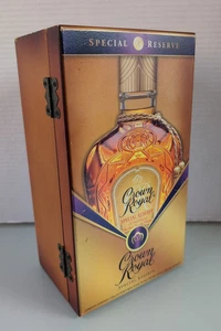 Crown Royal Blue Velvet Lined Novelty Wooden Keepsake Box w/Latch Hinges - EMPTY - Picture 1 of 19