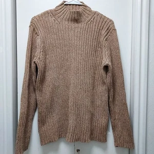 Lauren Ralph Lauren Womens Turtle Neck Ribbed Knit Sweater Brown Tan Size XL - Picture 1 of 8